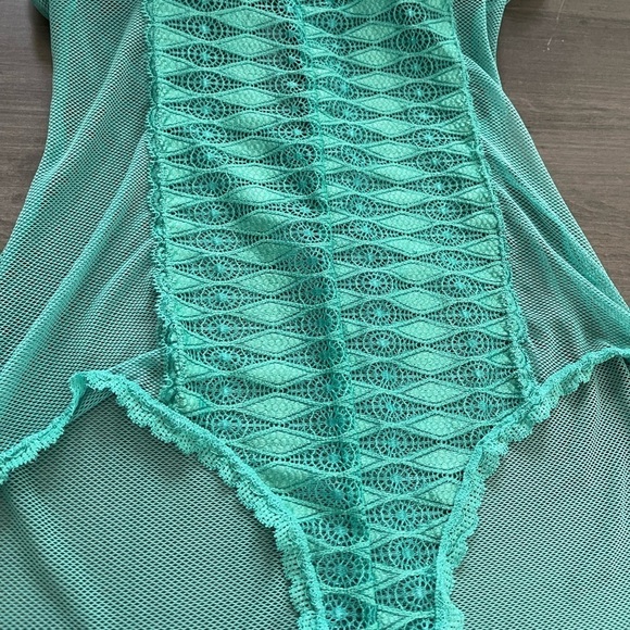 Daisy Fuentes push up mesh lace Teddy lingerie size small teal blue NWT $42 - Picture 4 of 11